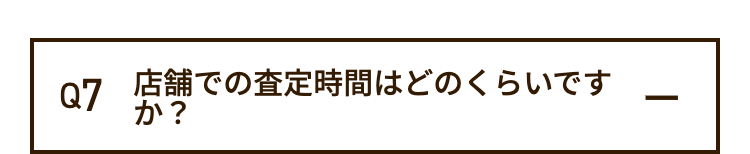 Q7 店舗での査定時間はどのくらいです
か?